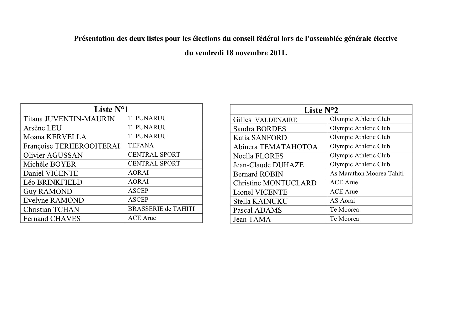 Assemblée Générale Elective